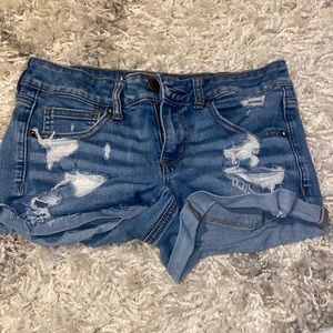 american eagle ripped denim jean shorts